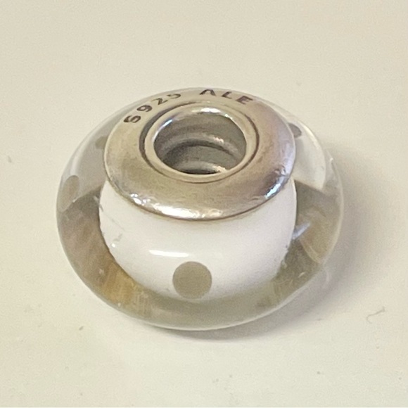 Pandora White and Grey Polka Dots Charm - Picture 5 of 7